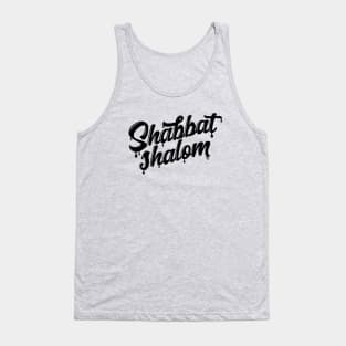 Shabbat Shalom Drip  - Black Ink Tank Top